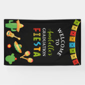 Mexicaanse Fiesta Graduation Party Zwart Welkom Spandoek (Horizontaal)