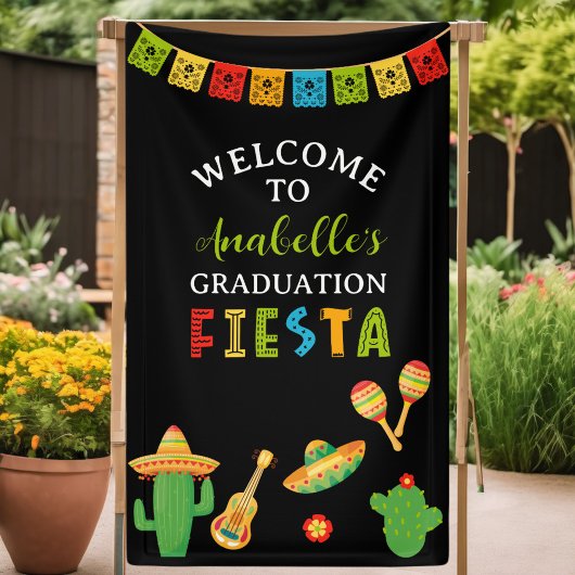 Mexicaanse Fiesta Graduation Party Zwart Welkom Spandoek
