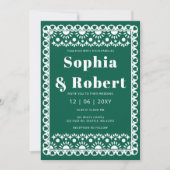 Mexicaanse Fiesta Green Papel Picado Boho Wedding Kaart (Voorkant)