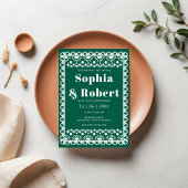 Mexicaanse Fiesta Green Papel Picado Boho Wedding Kaart