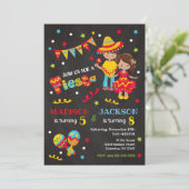 Mexicaanse Fiesta Joint Verjaardag Uitnodiging Boy (Staand voorkant)