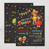 Mexicaanse Fiesta Joint Verjaardag Uitnodiging Boy (Voorkant / Achterkant)