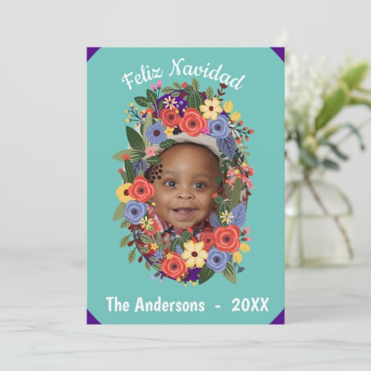 Mexicaanse Fiesta Kerstmis Monogram Kaart (Staand voorkant)