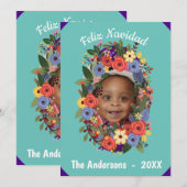 Mexicaanse Fiesta Kerstmis Monogram Kaart (Voorkant / Achterkant)