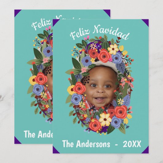 Mexicaanse Fiesta Kerstmis Monogram Kaart (Voorkant / Achterkant)