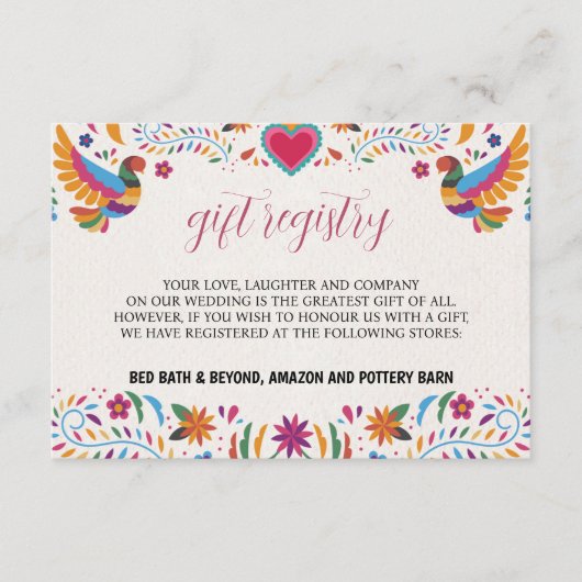 Mexicaanse Fiesta Kleurrijke Bloemen Botanische Hu Informatiekaartje (Voorkant)