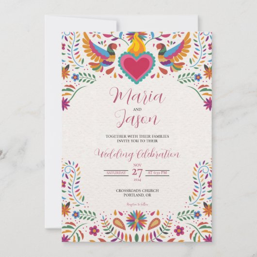 Mexicaanse Fiesta Kleurrijke Bloemen Botanische Hu Kaart (Voorkant)