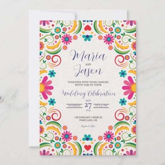 Mexicaanse Fiesta Kleurrijke Bloemen Botanische Hu Kaart (Voorkant)