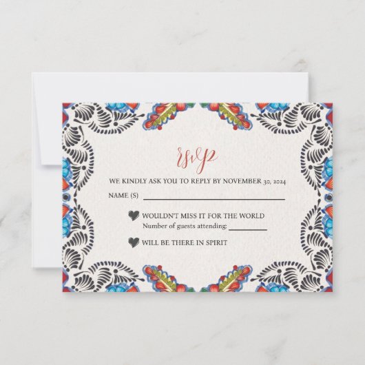 Mexicaanse Fiesta Kleurrijke Bloemen Botanische Hu RSVP Kaartje (Voorkant)