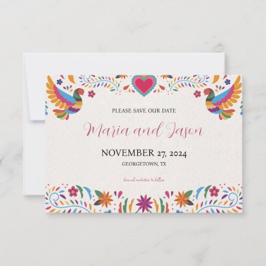 Mexicaanse Fiesta Kleurrijke Bloemen Botanische Hu Save The Date (Voorkant)