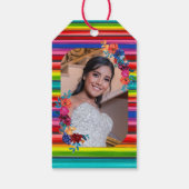 Mexicaanse Fiesta Kleurrijke Bloemen Charro Quince Cadeaulabel (Achterkant)