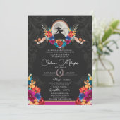 Mexicaanse Fiesta Kleurrijke Bloemen Charro Quince Kaart (Staand voorkant)