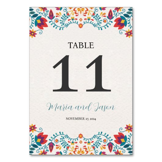 Mexicaanse Fiesta Kleurrijke Bloemen Huwelijk Kaart (Voorkant)