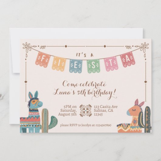 Mexicaanse Fiesta Kleurrijke Cactus Folk Verjaarda Kaart (Voorkant)