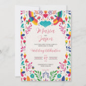 Mexicaanse Fiesta Kleurrijke Folk Art Floral Weddi Kaart (Voorkant)