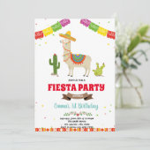 Mexicaanse fiesta lama uitnodiging voor verjaardag (Staand voorkant)