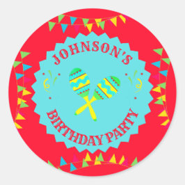 Mexicaanse Fiesta Maracas Verjaardagsfeestje Ronde Sticker