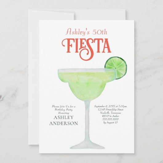 Mexicaanse Fiesta Margarita Cocktail Birthday Part Kaart (Voorkant)