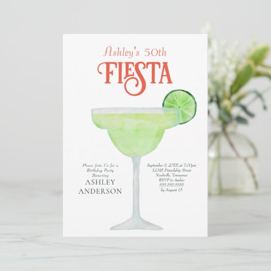 Mexicaanse Fiesta Margarita Cocktail Birthday Part Kaart (Staand voorkant)