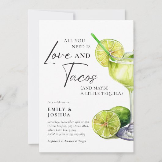 Mexicaanse Fiesta Margarita Couples Douche Kaart (Voorkant)