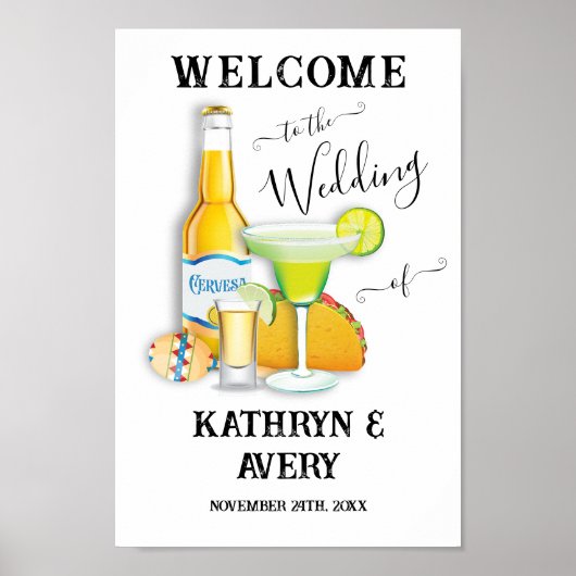 Mexicaanse Fiesta Margarita Welkomstbord Poster (Voorkant)