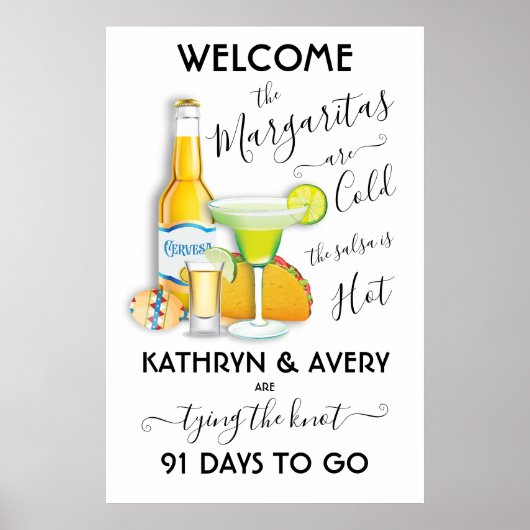 Mexicaanse Fiesta Margarita Welkomstbord Poster (Voorkant)