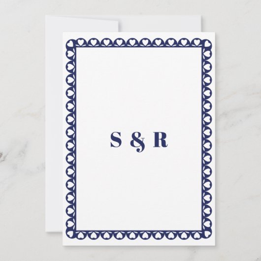 Mexicaanse Fiesta Navy Papel Picado Boho Wedding Save The Date (Achterkant)