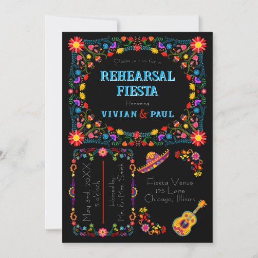 Mexicaanse Fiesta Oefenavond Dinersuitnodiging Kaart (Voorkant)