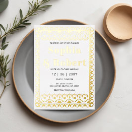 Mexicaanse Fiesta Papel Picado Boho Wedding Folie Uitnodiging
