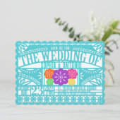 Mexicaanse Fiesta Papel Picado Vlag BLAUWGROEN bru Kaart (Staand voorkant)