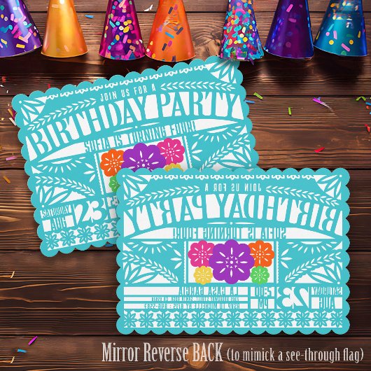 Mexicaanse Fiesta Papel Picado Vlag BLAUWGROEN Ver Kaart