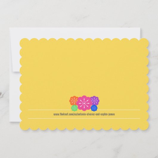 Mexicaanse Fiesta Papel Picado Vlag GEEL Huwelijk Kaart (Achterkant)