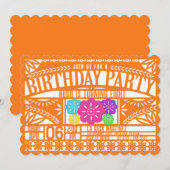 Mexicaanse Fiesta Papel Picado Vlag ORANJE Verjaar Kaart (Voorkant / Achterkant)