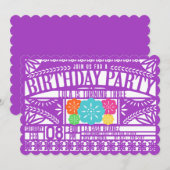 Mexicaanse Fiesta Papel Picado Vlag PAARSE verjaar Kaart (Voorkant / Achterkant)