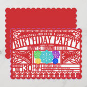 Mexicaanse Fiesta Papel Picado Vlag RED Verjaardag Kaart (Voorkant / Achterkant)