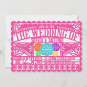 Mexicaanse Fiesta Papel Picado Vlag Roze Huwelijk Kaart (Voorkant)