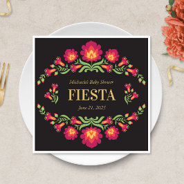 Mexicaanse Fiesta Papier Servet, Rode Bloemen Servet