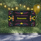Mexicaanse Fiesta Party Black Quinceanera Birthday Spandoek