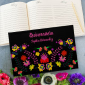 Mexicaanse Fiesta Party Bloemen Quinceanera Zwart Gastenboek