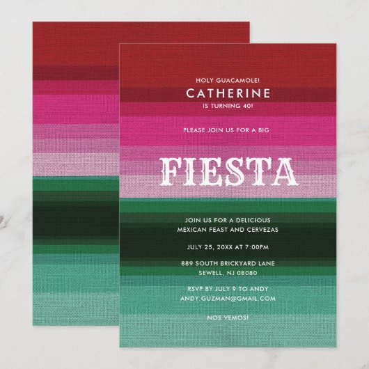 Mexicaanse Fiesta Party Kaart (Voorkant / Achterkant)