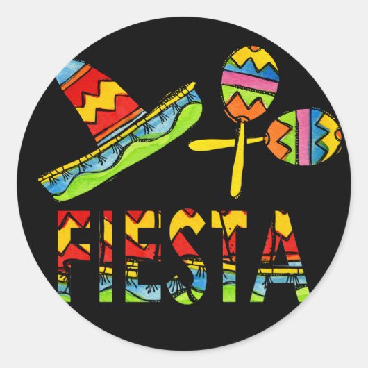 Mexicaanse Fiesta Party Sombrero Maraca Stickers (Voorkant)