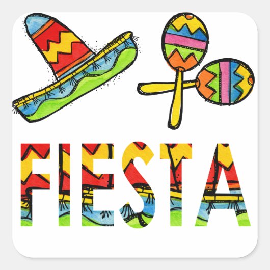 Mexicaanse Fiesta Party Sombrero Maraca Stickers (Voorkant)