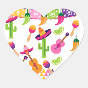 Mexicaanse Fiesta Party Sombrero Saguaro Limoen Pe Hart Sticker