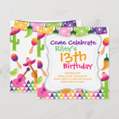 Mexicaanse Fiesta Party Sombrero Saguaro Limoen Pe Kaart (Voorkant / Achterkant)