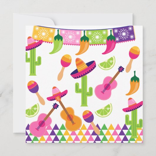 Mexicaanse Fiesta Party Sombrero Saguaro Limoen Pe Kaart (Achterkant)