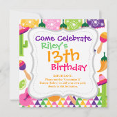 Mexicaanse Fiesta Party Sombrero Saguaro Limoen Pe Kaart (Voorkant)