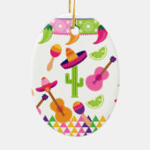 Mexicaanse Fiesta Party Sombrero Saguaro Limoen Pe Keramisch Ornament (Achterkant)