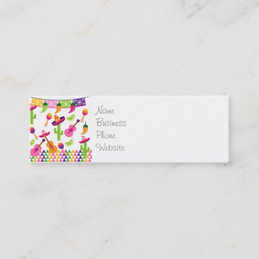 Mexicaanse Fiesta Party Sombrero Saguaro Limoen Pe Mini Visitekaartje (Voorkant)