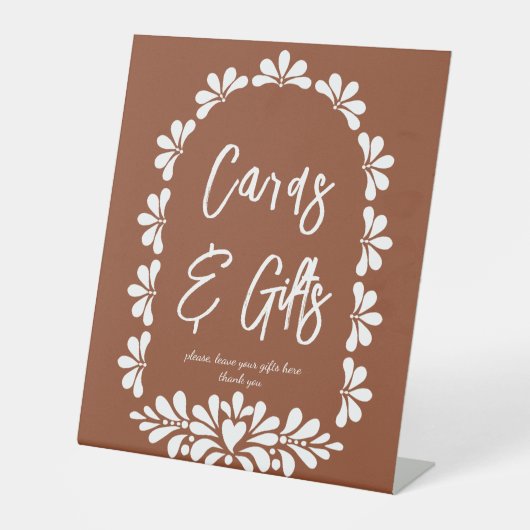 Mexicaanse fiesta party terracotta talavera gesche reclamebord met voetstuk (Voorkant)