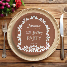 Mexicaanse fiesta party terracotta talavera op maa papieren bordje